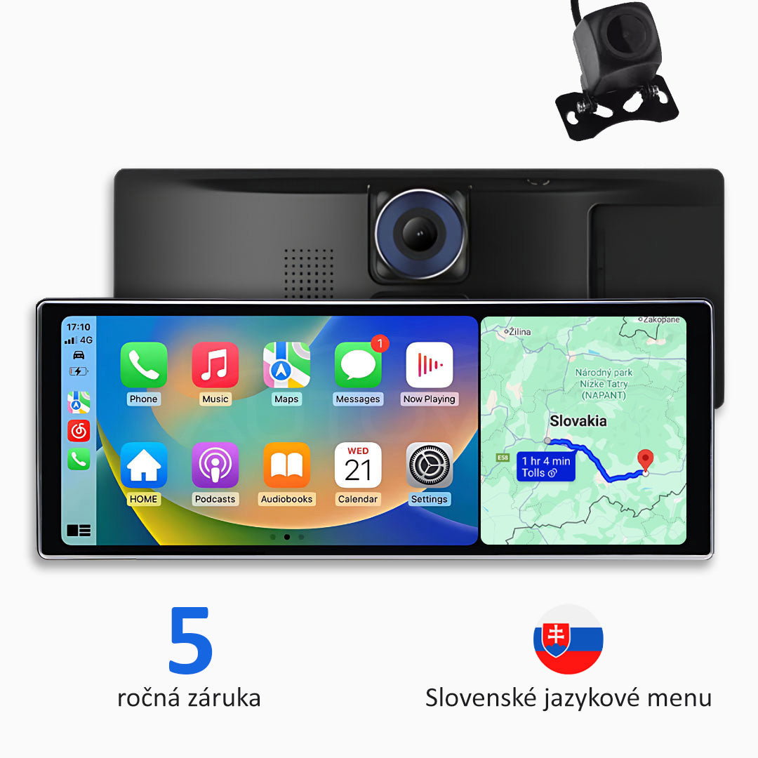 Univerzálne multimediálne zariadenie do auta s Apple CarPlay, Android Auto a záznamom videa (model 2025)